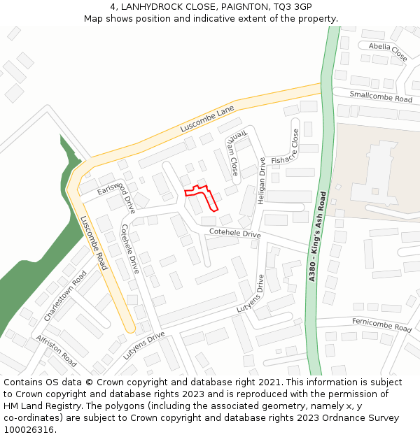 4, LANHYDROCK CLOSE, PAIGNTON, TQ3 3GP: Location map and indicative extent of plot