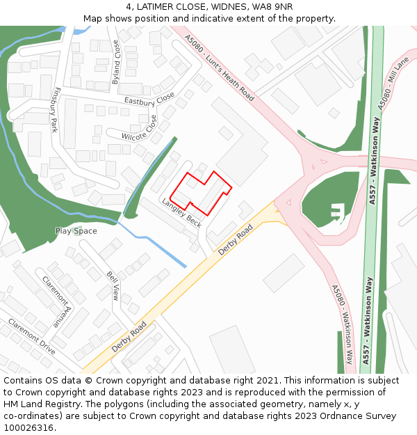 4, LATIMER CLOSE, WIDNES, WA8 9NR: Location map and indicative extent of plot