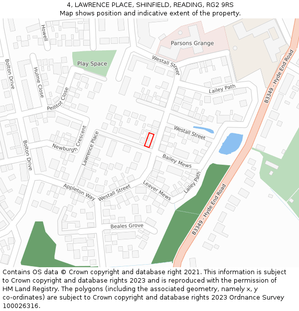 4, LAWRENCE PLACE, SHINFIELD, READING, RG2 9RS: Location map and indicative extent of plot