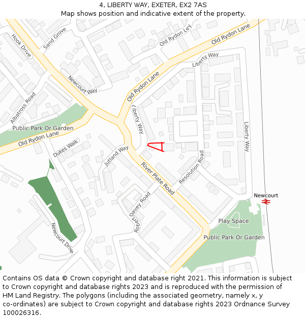 4, LIBERTY WAY, EXETER, EX2 7AS: Location map and indicative extent of plot