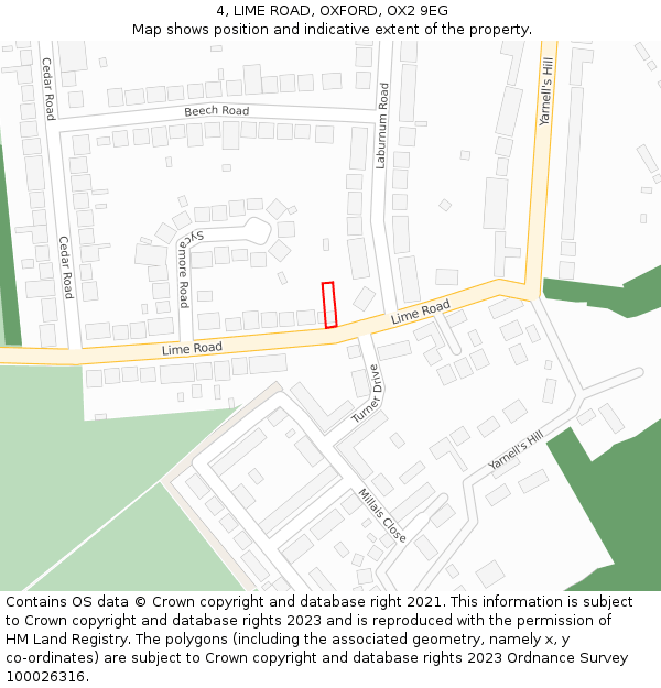 4, LIME ROAD, OXFORD, OX2 9EG: Location map and indicative extent of plot