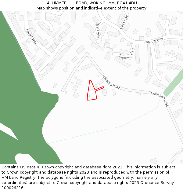 4, LIMMERHILL ROAD, WOKINGHAM, RG41 4BU: Location map and indicative extent of plot