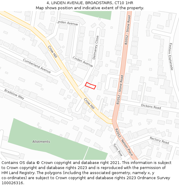 4, LINDEN AVENUE, BROADSTAIRS, CT10 1HR: Location map and indicative extent of plot