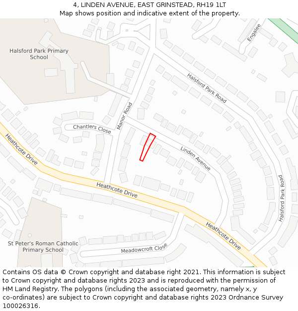 4, LINDEN AVENUE, EAST GRINSTEAD, RH19 1LT: Location map and indicative extent of plot