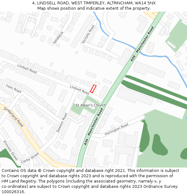 4, LINDSELL ROAD, WEST TIMPERLEY, ALTRINCHAM, WA14 5NX: Location map and indicative extent of plot