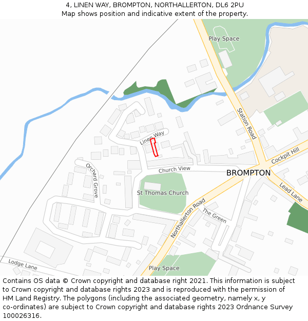 4, LINEN WAY, BROMPTON, NORTHALLERTON, DL6 2PU: Location map and indicative extent of plot