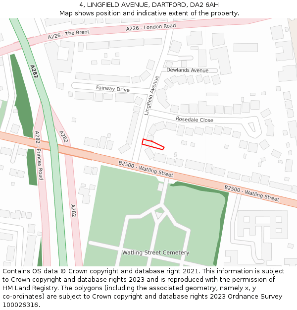 4, LINGFIELD AVENUE, DARTFORD, DA2 6AH: Location map and indicative extent of plot