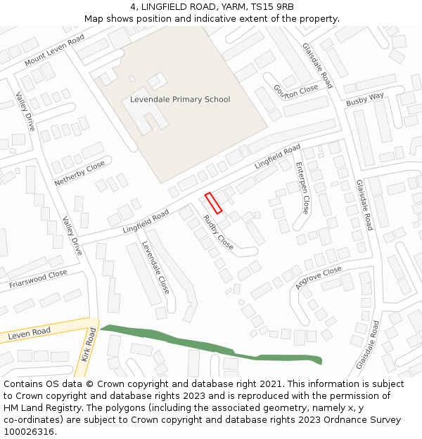 4, LINGFIELD ROAD, YARM, TS15 9RB: Location map and indicative extent of plot