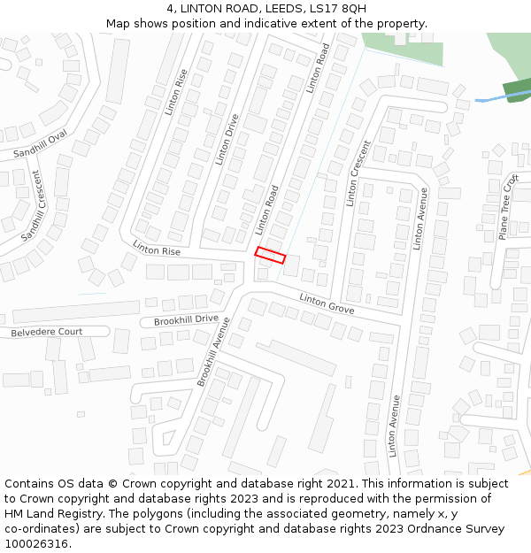 4, LINTON ROAD, LEEDS, LS17 8QH: Location map and indicative extent of plot