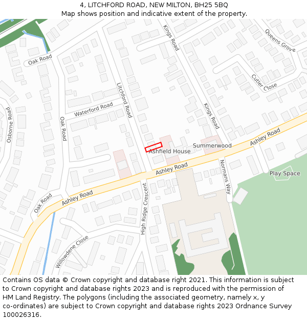 4, LITCHFORD ROAD, NEW MILTON, BH25 5BQ: Location map and indicative extent of plot