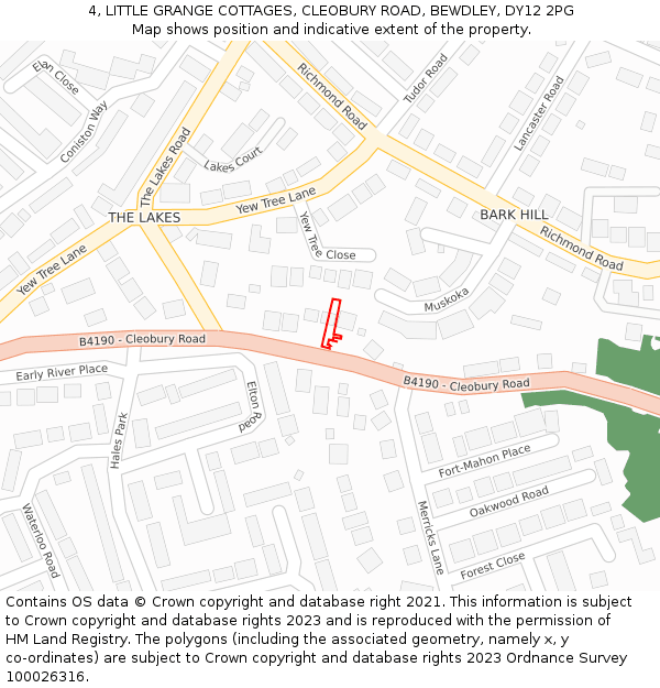 4, LITTLE GRANGE COTTAGES, CLEOBURY ROAD, BEWDLEY, DY12 2PG: Location map and indicative extent of plot