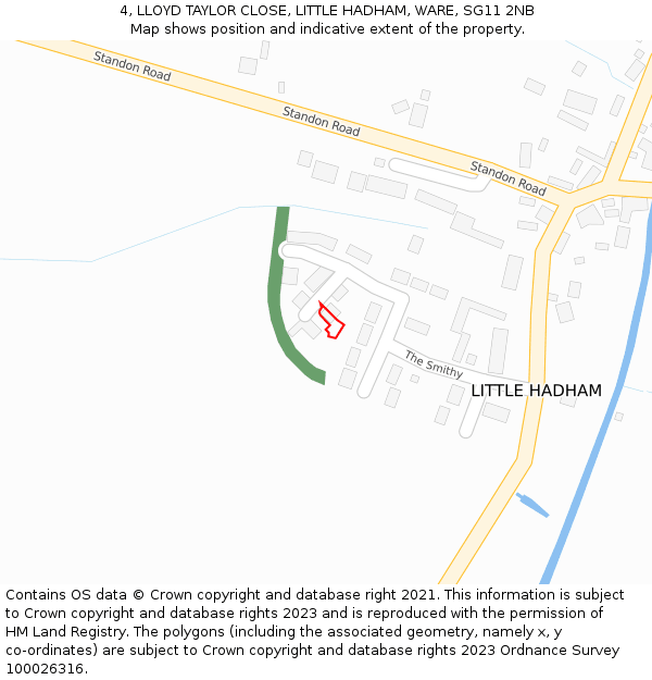 4, LLOYD TAYLOR CLOSE, LITTLE HADHAM, WARE, SG11 2NB: Location map and indicative extent of plot