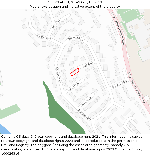 4, LLYS ALUN, ST ASAPH, LL17 0SJ: Location map and indicative extent of plot