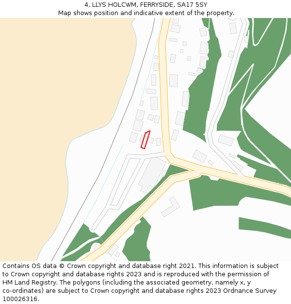 4, LLYS HOLCWM, FERRYSIDE, SA17 5SY: Location map and indicative extent of plot