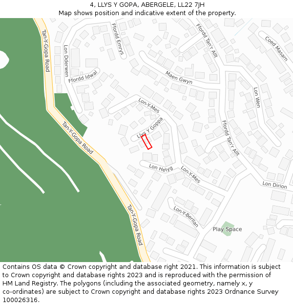 4, LLYS Y GOPA, ABERGELE, LL22 7JH: Location map and indicative extent of plot