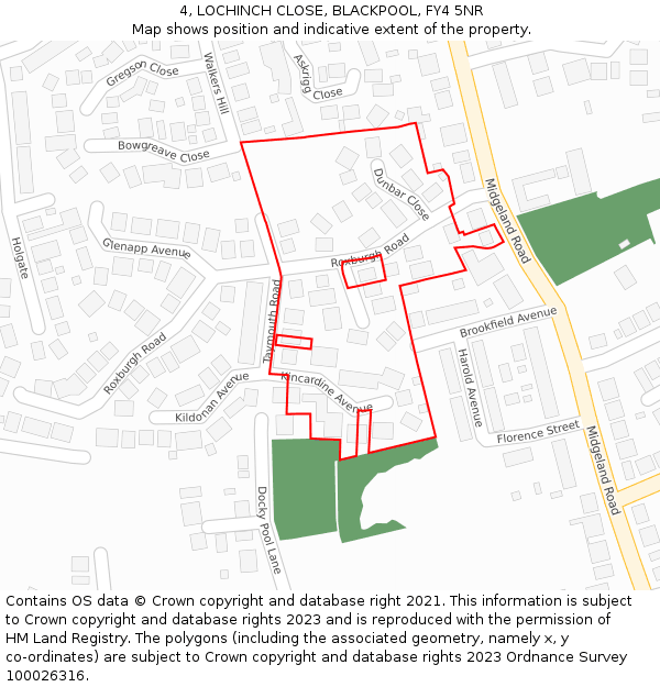 4, LOCHINCH CLOSE, BLACKPOOL, FY4 5NR: Location map and indicative extent of plot