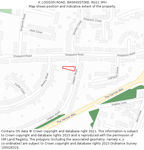 4, LOGGON ROAD, BASINGSTOKE, RG21 3PH: Location map and indicative extent of plot