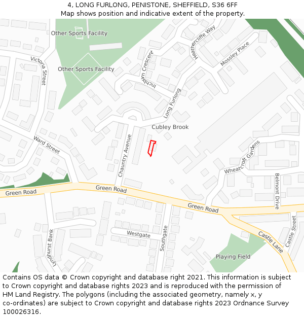 4, LONG FURLONG, PENISTONE, SHEFFIELD, S36 6FF: Location map and indicative extent of plot