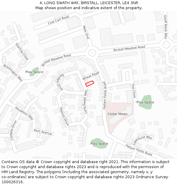 4, LONG SWATH WAY, BIRSTALL, LEICESTER, LE4 3NR: Location map and indicative extent of plot