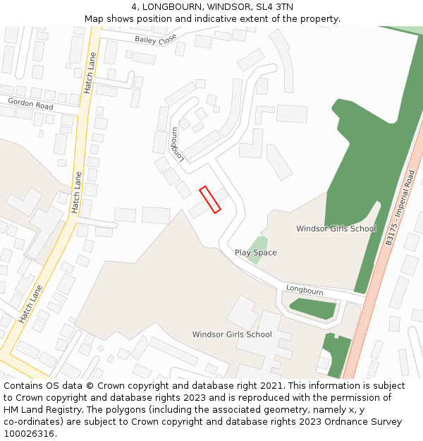 4, LONGBOURN, WINDSOR, SL4 3TN: Location map and indicative extent of plot