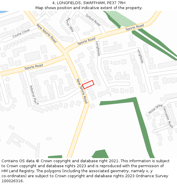 4, LONGFIELDS, SWAFFHAM, PE37 7RH: Location map and indicative extent of plot