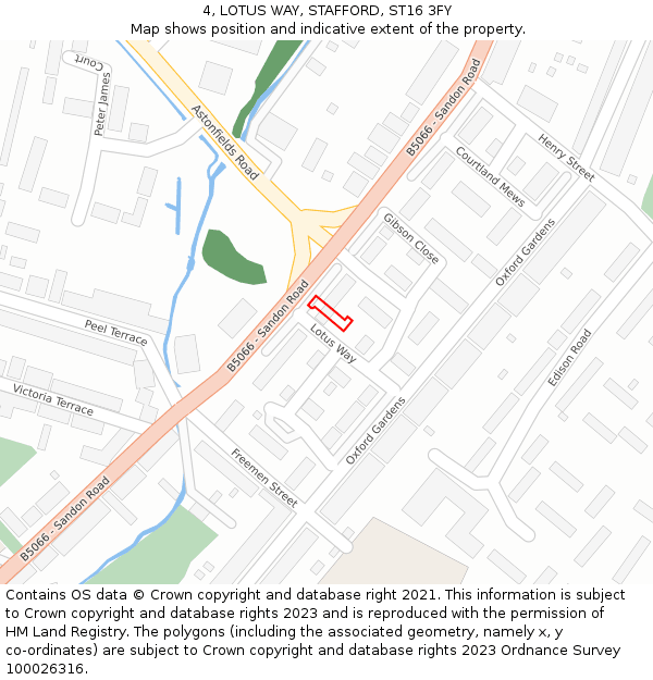 4, LOTUS WAY, STAFFORD, ST16 3FY: Location map and indicative extent of plot