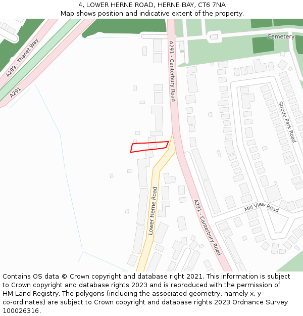 4, LOWER HERNE ROAD, HERNE BAY, CT6 7NA: Location map and indicative extent of plot