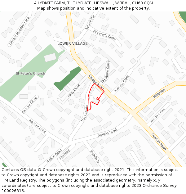 4 LYDIATE FARM, THE LYDIATE, HESWALL, WIRRAL, CH60 8QN: Location map and indicative extent of plot