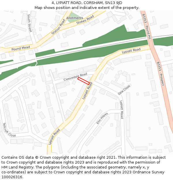 4, LYPIATT ROAD, CORSHAM, SN13 9JD: Location map and indicative extent of plot