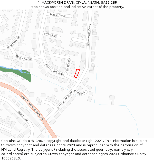 4, MACKWORTH DRIVE, CIMLA, NEATH, SA11 2BR: Location map and indicative extent of plot