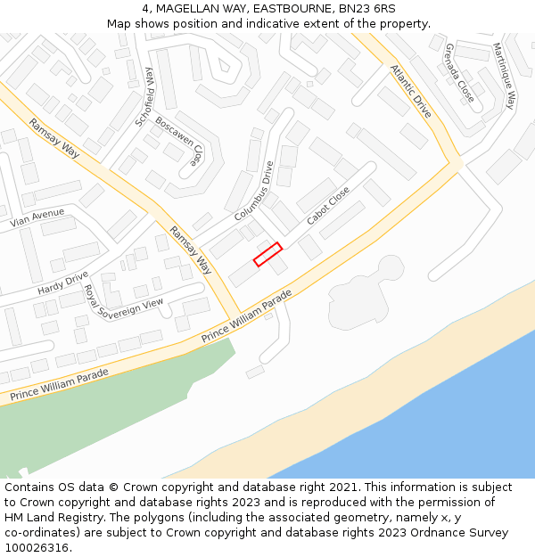 4, MAGELLAN WAY, EASTBOURNE, BN23 6RS: Location map and indicative extent of plot