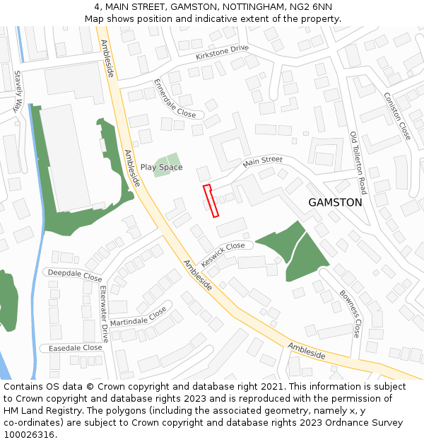 4, MAIN STREET, GAMSTON, NOTTINGHAM, NG2 6NN: Location map and indicative extent of plot