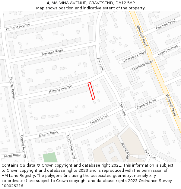 4, MALVINA AVENUE, GRAVESEND, DA12 5AP: Location map and indicative extent of plot