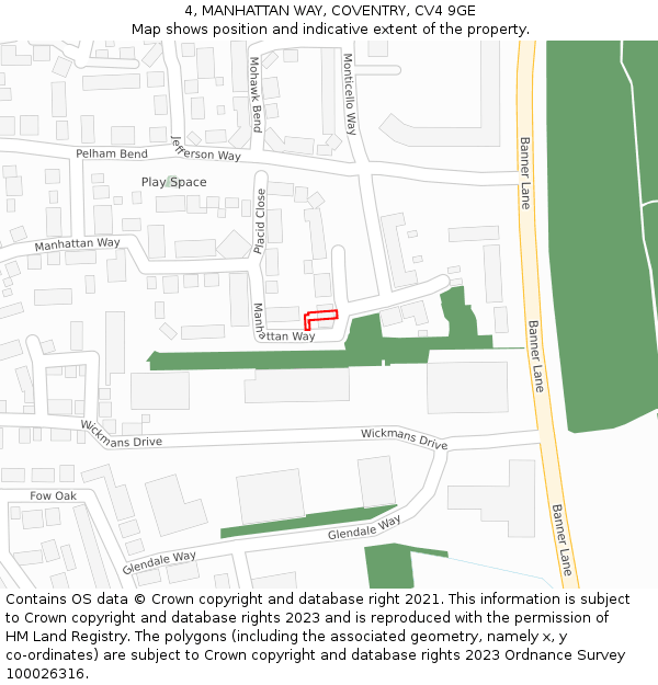 4, MANHATTAN WAY, COVENTRY, CV4 9GE: Location map and indicative extent of plot