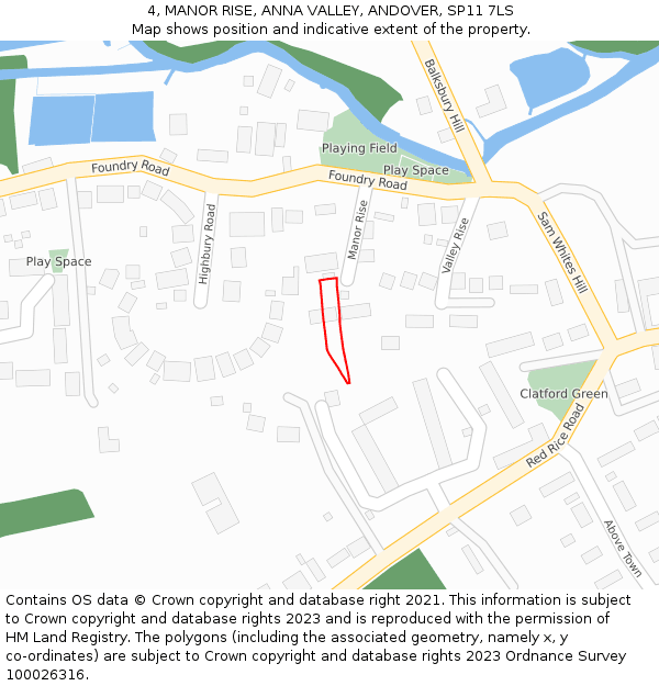 4, MANOR RISE, ANNA VALLEY, ANDOVER, SP11 7LS: Location map and indicative extent of plot