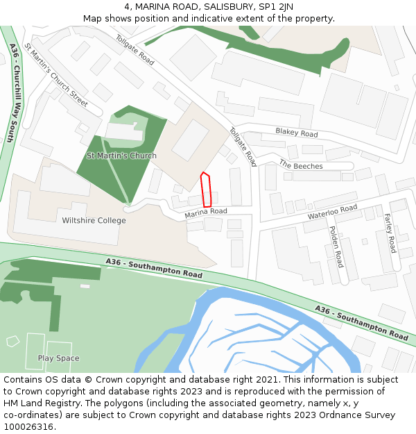 4, MARINA ROAD, SALISBURY, SP1 2JN: Location map and indicative extent of plot