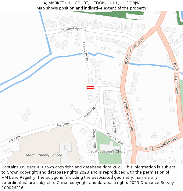 4, MARKET HILL COURT, HEDON, HULL, HU12 8JW: Location map and indicative extent of plot