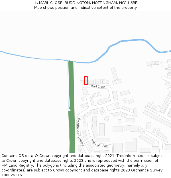 4, MARL CLOSE, RUDDINGTON, NOTTINGHAM, NG11 6RF: Location map and indicative extent of plot