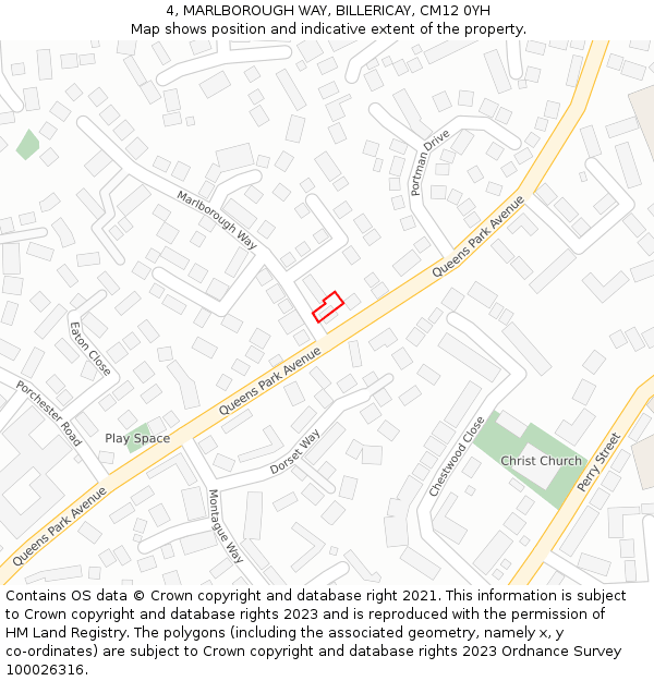 4, MARLBOROUGH WAY, BILLERICAY, CM12 0YH: Location map and indicative extent of plot