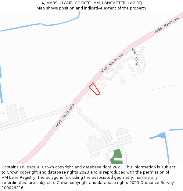 4, MARSH LANE, COCKERHAM, LANCASTER, LA2 0EJ: Location map and indicative extent of plot