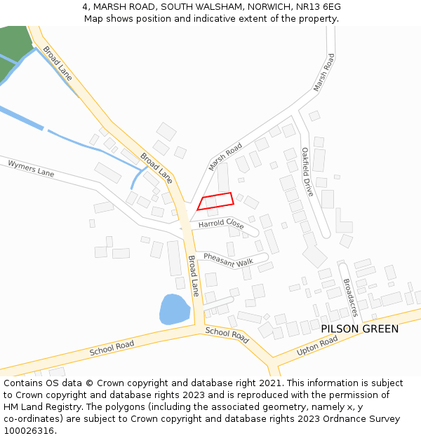 4, MARSH ROAD, SOUTH WALSHAM, NORWICH, NR13 6EG: Location map and indicative extent of plot