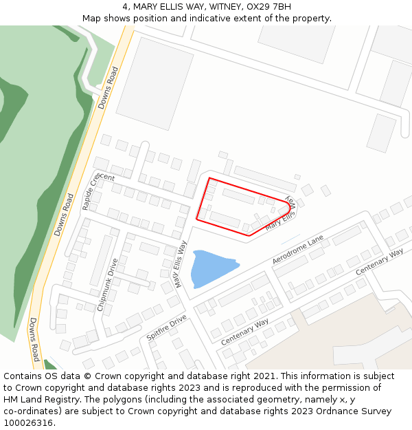 4, MARY ELLIS WAY, WITNEY, OX29 7BH: Location map and indicative extent of plot