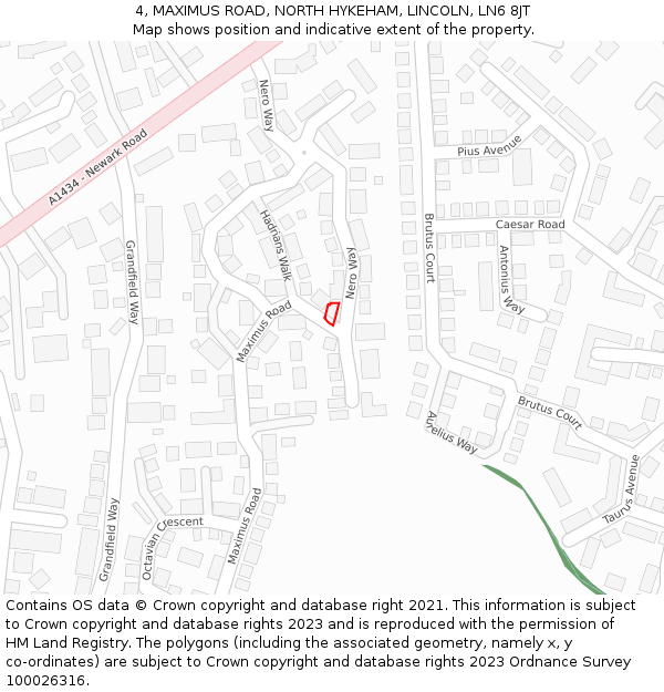 4, MAXIMUS ROAD, NORTH HYKEHAM, LINCOLN, LN6 8JT: Location map and indicative extent of plot