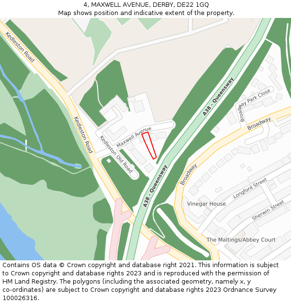 4, MAXWELL AVENUE, DERBY, DE22 1GQ: Location map and indicative extent of plot