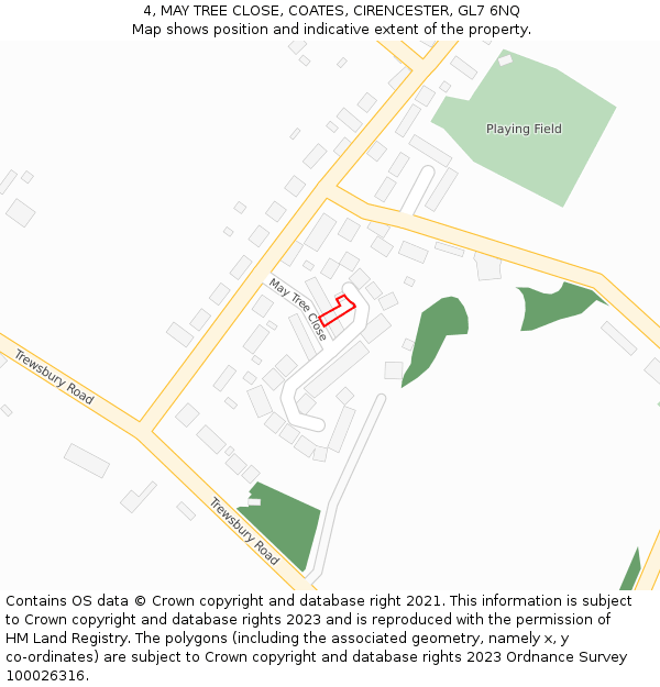 4, MAY TREE CLOSE, COATES, CIRENCESTER, GL7 6NQ: Location map and indicative extent of plot