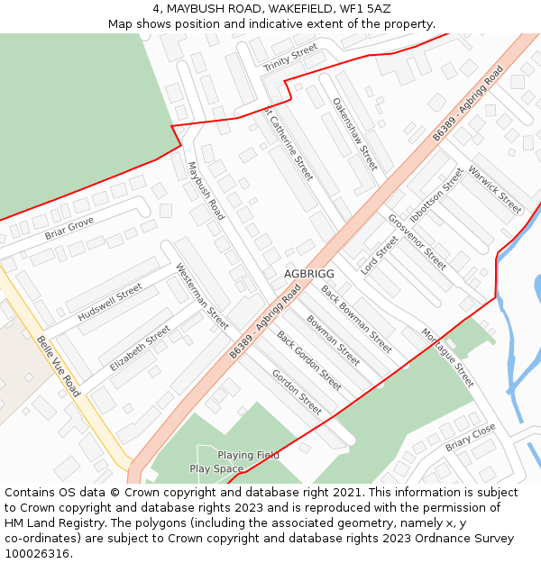 4, MAYBUSH ROAD, WAKEFIELD, WF1 5AZ: Location map and indicative extent of plot