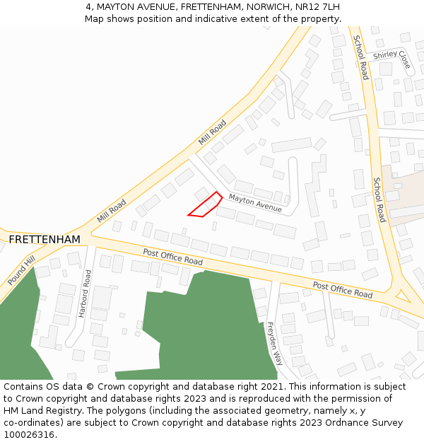 4, MAYTON AVENUE, FRETTENHAM, NORWICH, NR12 7LH: Location map and indicative extent of plot