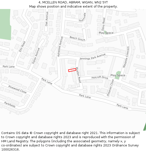 4, MCELLEN ROAD, ABRAM, WIGAN, WN2 5YT: Location map and indicative extent of plot