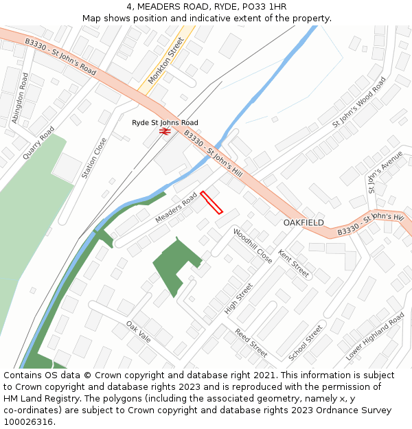 4, MEADERS ROAD, RYDE, PO33 1HR: Location map and indicative extent of plot