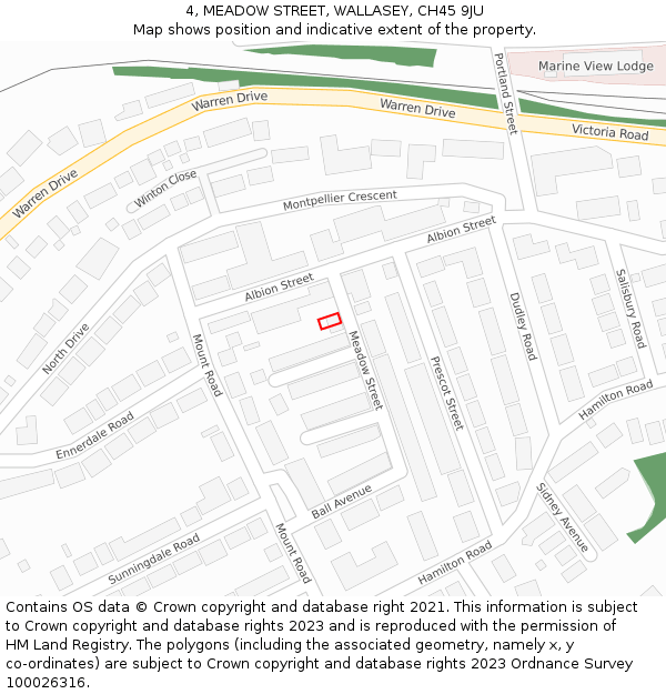 4, MEADOW STREET, WALLASEY, CH45 9JU: Location map and indicative extent of plot